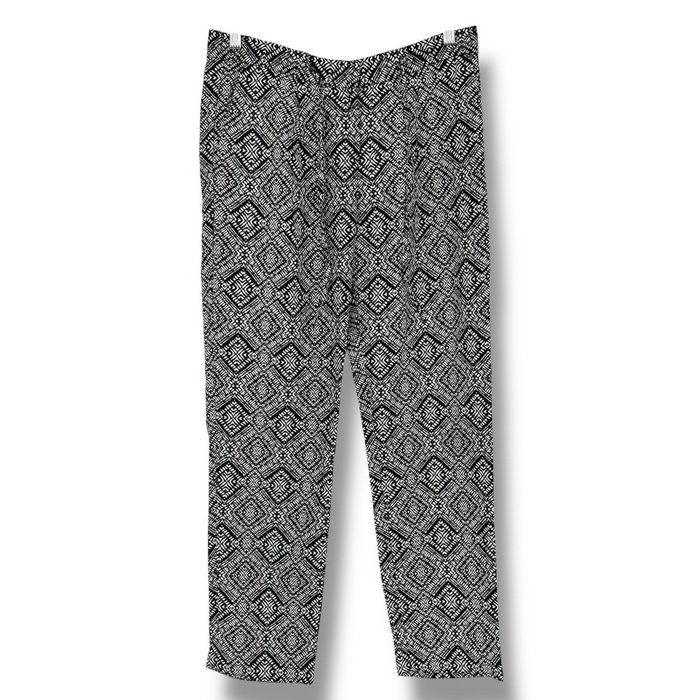 Jigsaw Lyocell Linen Geometric Straight‎ Leg Pants US 8 Minimalist Resort Chic